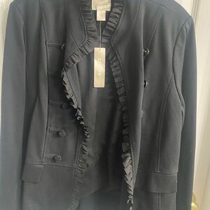 Chico's Elegant Black Ruffled Blazer
